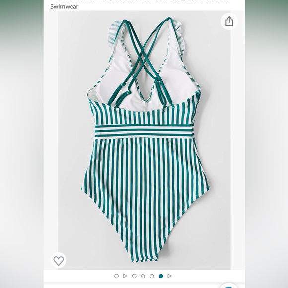 Cupshe Women’s V Neck One Piece Swimsuit Ruffled Back Cross Swimwear - Picture 2 of 7